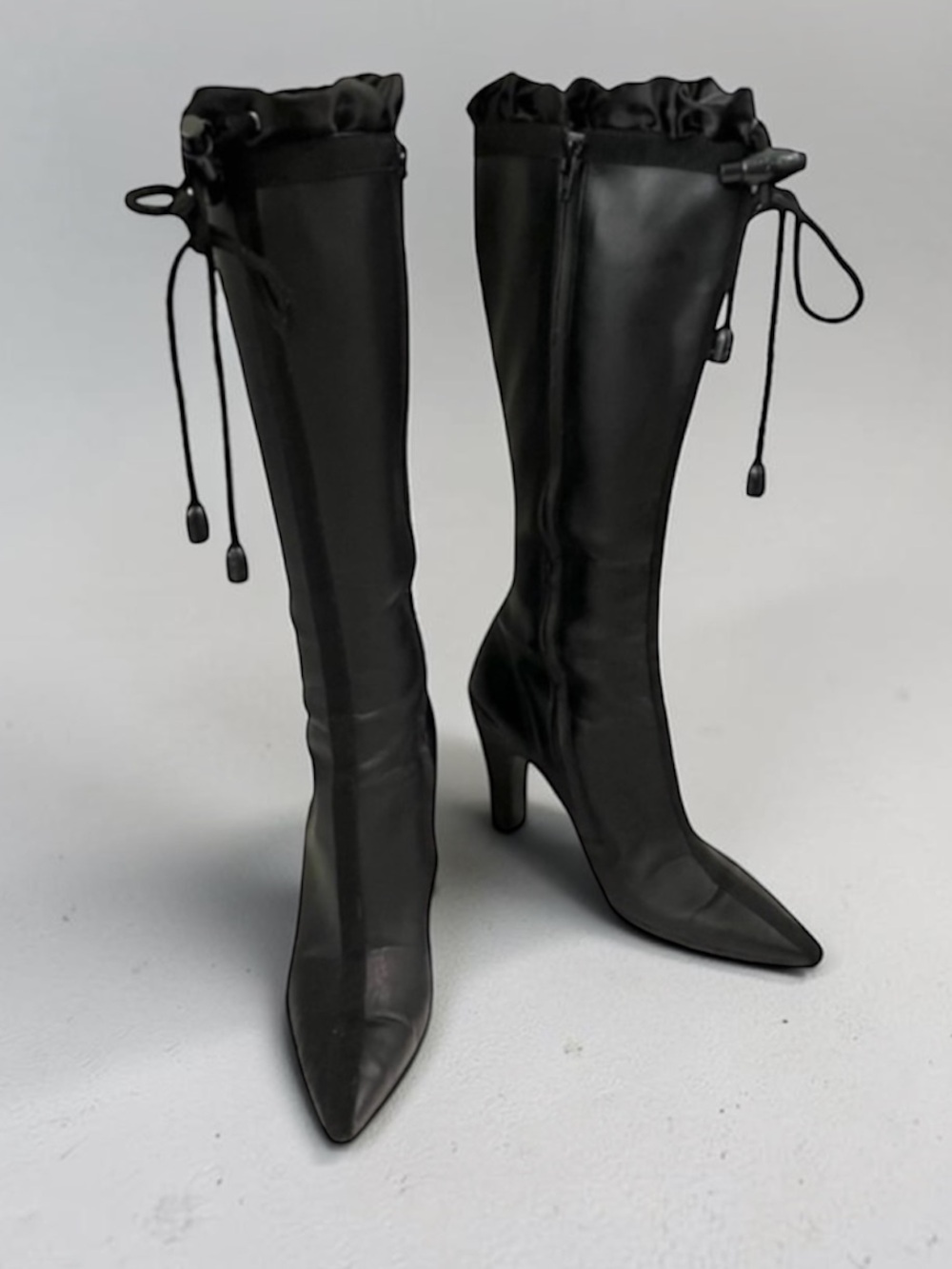 COLE HAAN G SERIES TALL Ruffle Black Rain-boots Size 8.5B